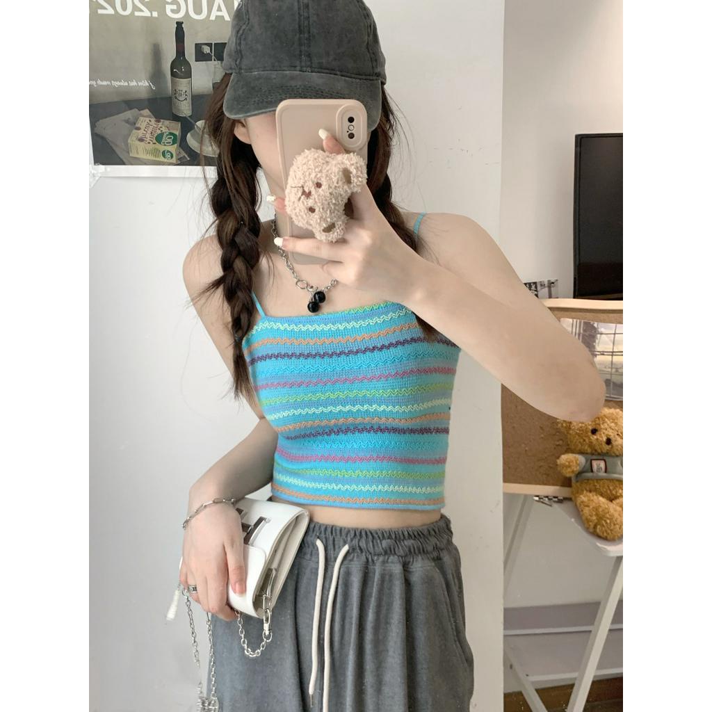 Áo Dây Dệt Kim Dáng Ngắn Phong Cách Pháp Thời Trang Mùa Hè 62130