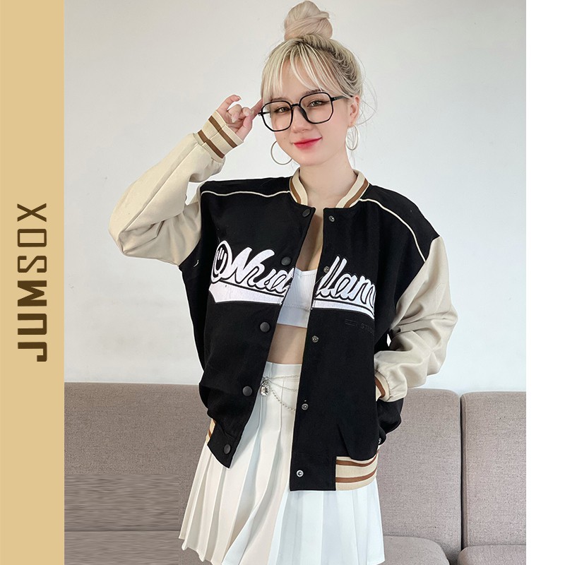 Áo khoác  bomber nữ thêu chữ trước ngưc JS0045