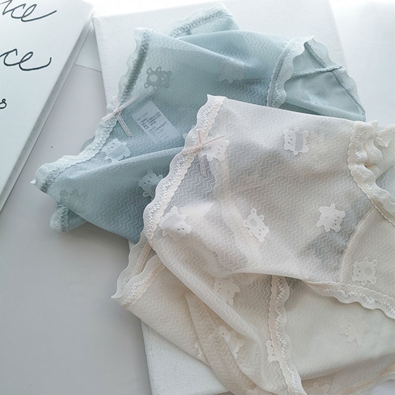 Quần Lót Lụa Phối Ren Siêu Mỏng Thoáng Khí Kháng Khuẩn Không Đường May Quyến Rũ Cho Nữ | BigBuy360 - bigbuy360.vn