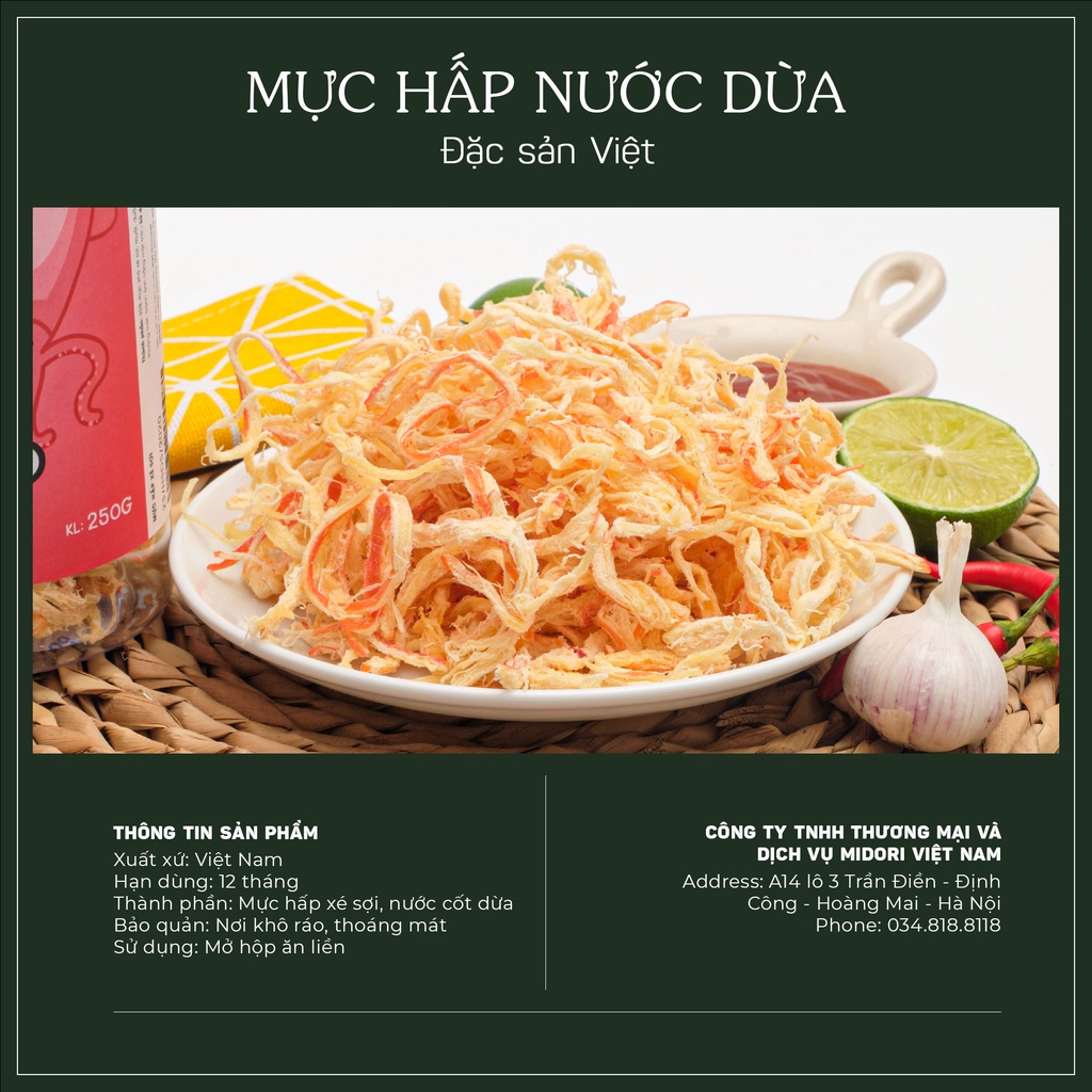 Mực hấp nước dừa Vietgourmet/ Mực hấp xé sợi ăn liền ngọt thơm không bột/ Đặc sản miền trung ăn vặt Hà Nội | BigBuy360 - bigbuy360.vn