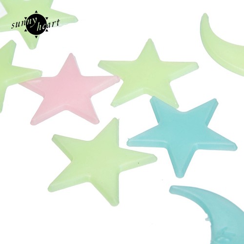 20 Miếng Dán Tường Hình Mặt Trăng Và Ngôi Sao Hiệu Ứng Dạ Quang