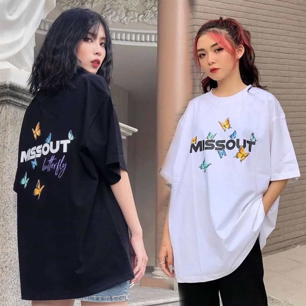 Áo thun in tay lỡ nữ freesize phông form rộng dáng Unisex - Ulzzang mặc cặp, nhóm, lớp hình BƯỚM MISSOUT - CUTE ZOO