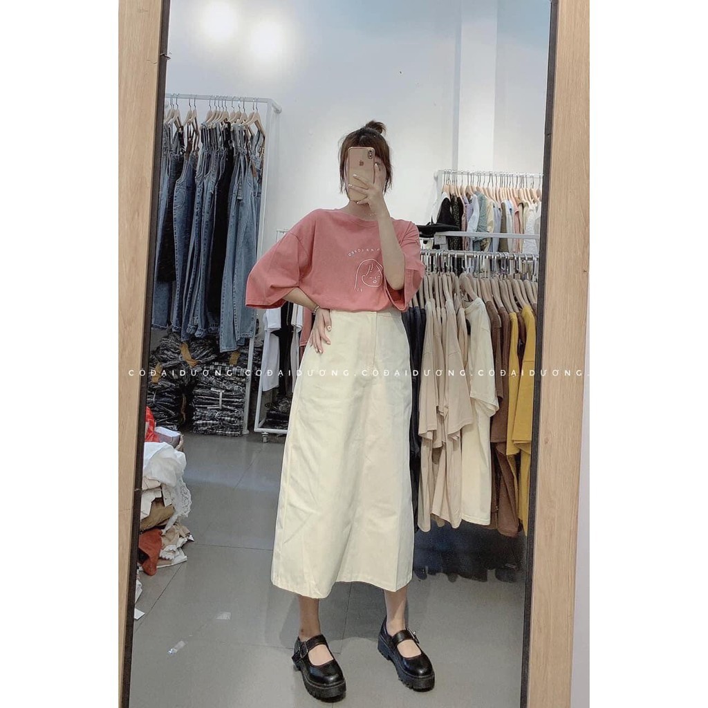 Sét áo thun cô gái + chân váy xuông dài dễ thương phong cách hàn quốc (kèm video/ảnh thật) Xưởng Sỉ Nguyễn Hoa