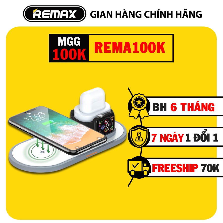 Đế sạc điện thoại không dây 10W cho iPhone - Airpods - Apple Watch Remax RP-W13