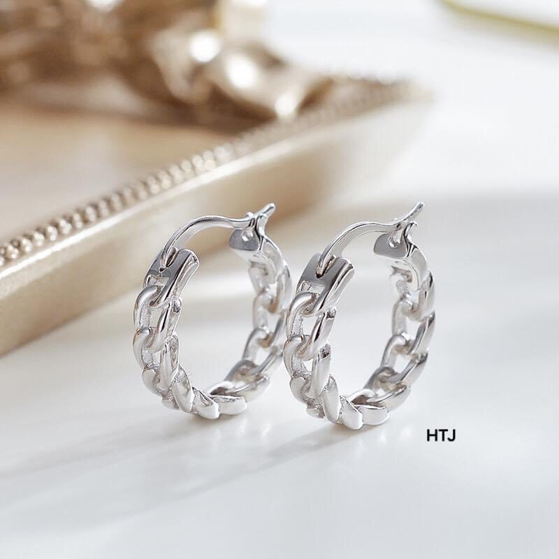 Bông tai bạc bibi silver dáng mới / Khuyên tai bạc vòng tròn