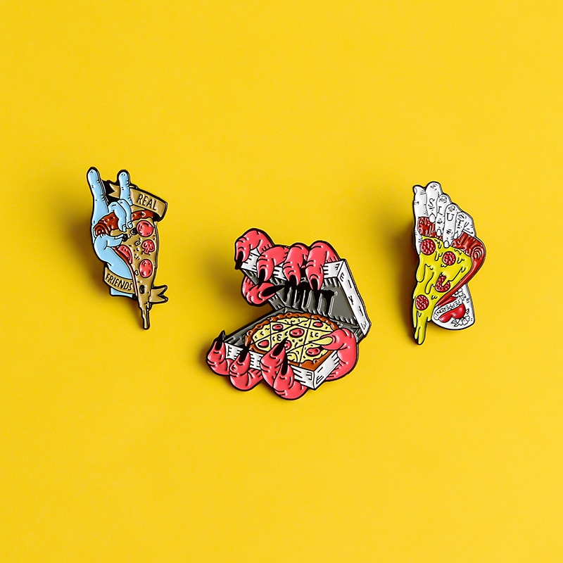Ghim Cài Áo QIHE JEWELRY Hình Bánh Pizza Zombie Hoạt Hình Dễ Thương