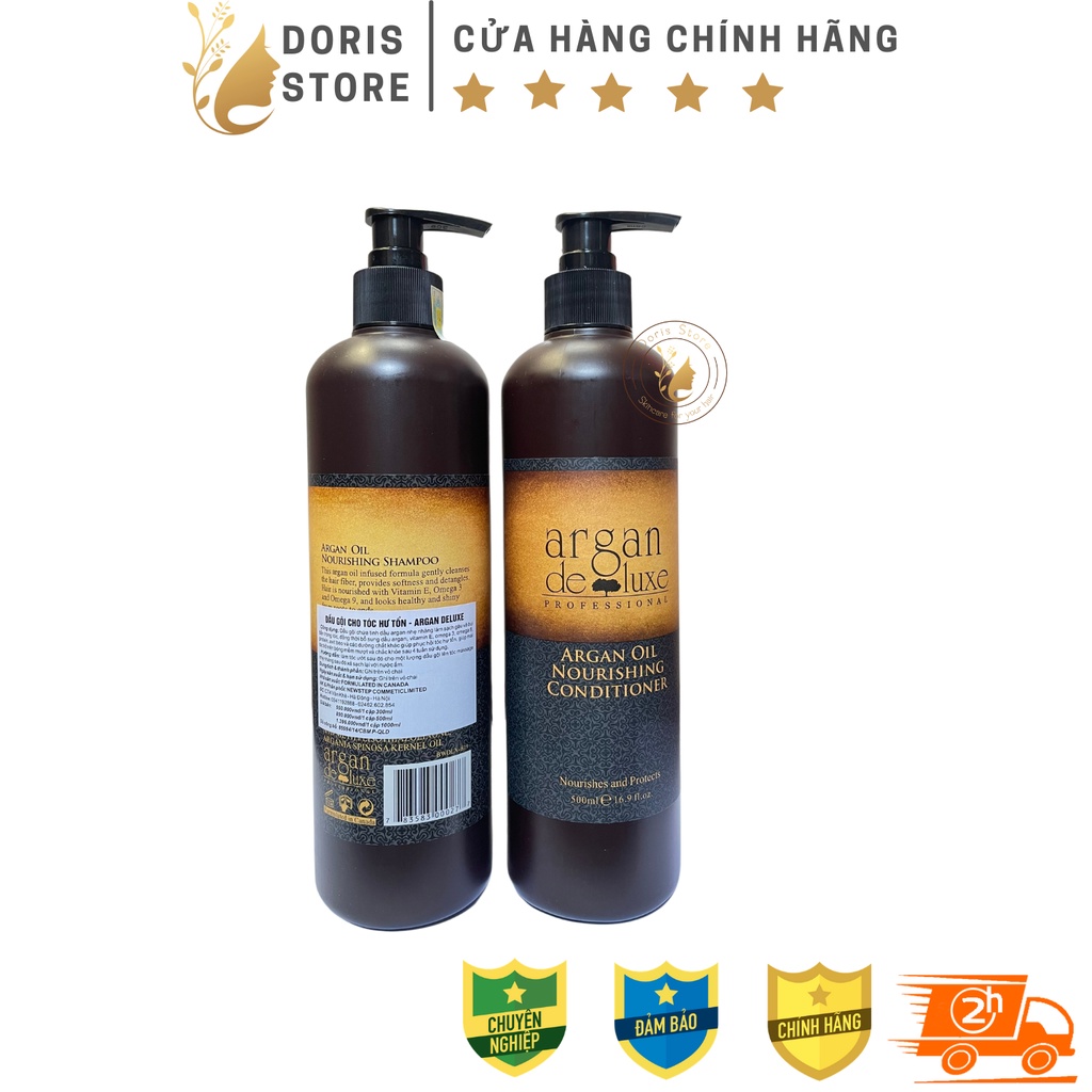  ARGAN DELUXE-Dầu Gội Dầu Xả Dưỡng Ẩm Phục Hồi Tóc Siêu Mềm Mượt ARGAN DELUXE 500ml