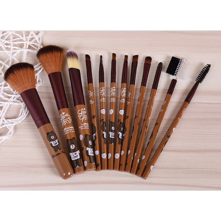 Bộ Cọ 12 Cây Perfect Foundation Make Up Brush Hình Thú Siêu Dễ Thương No.912