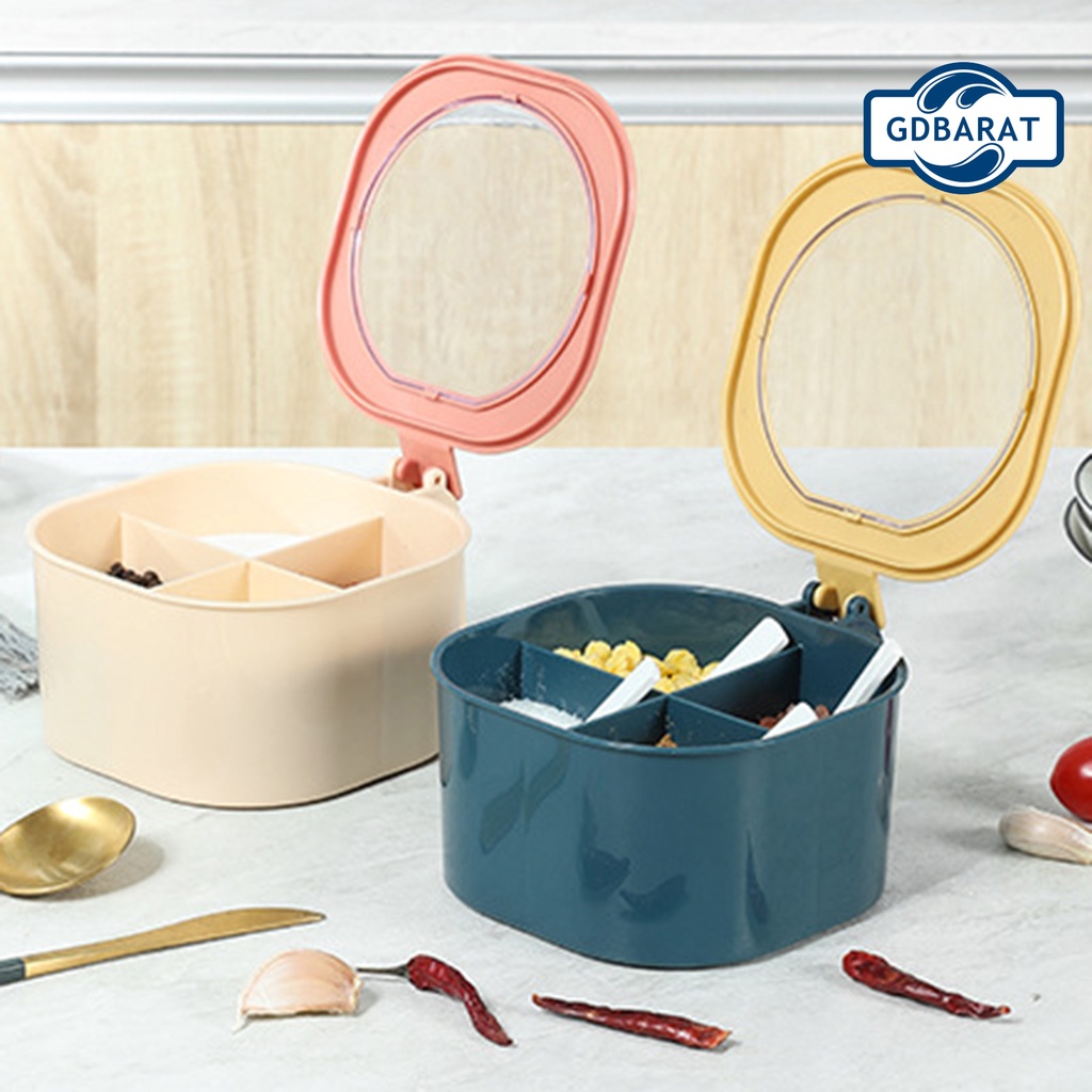Hộp Đựng Gia Vị 4 Trong 1 Kèm Muỗng Tiện Dụng Cho Nhà Bếp