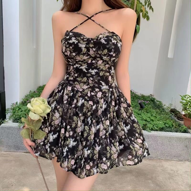 Váy Dây Hoa 175285 Đầm Hoa Trễ Vai Dáng Chữ a Dễ Thương Xinh Xắn Dành Cho Nữ