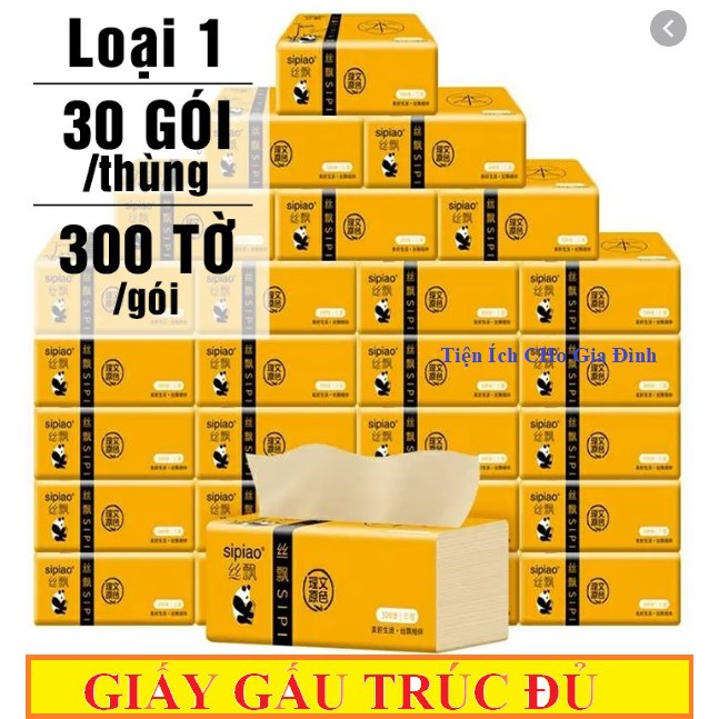 THÙNG 30 GÓI GIẤY ĂN GẤU TRÚC SIPIAO HỘP BÌA ĐỎ-GIÁ RẺ