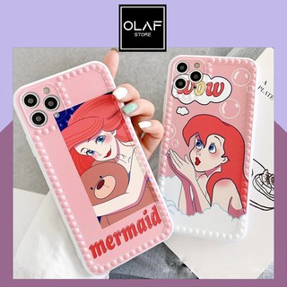 Ốp iPhone dễ thương hình tiên cá in nổi dành cho 7/8 plus/X/Xs Max/11/12 Pro Max