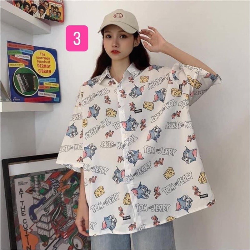 Áo sơ mi hoạ tiết hot trend cá tính cổ sơ mi phom rộng ngắn tay chất liệu mát mẻ loại đẹp phong cách Ulzzang Hàn Quốc | BigBuy360 - bigbuy360.vn