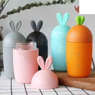 💥 bình nước thủy tinh tai thỏ vỏ bọc nhựa 300ml màu hồng💥có sẵn💥chọn mẫu💥follow tặng 3k]💥voucher 100k💥