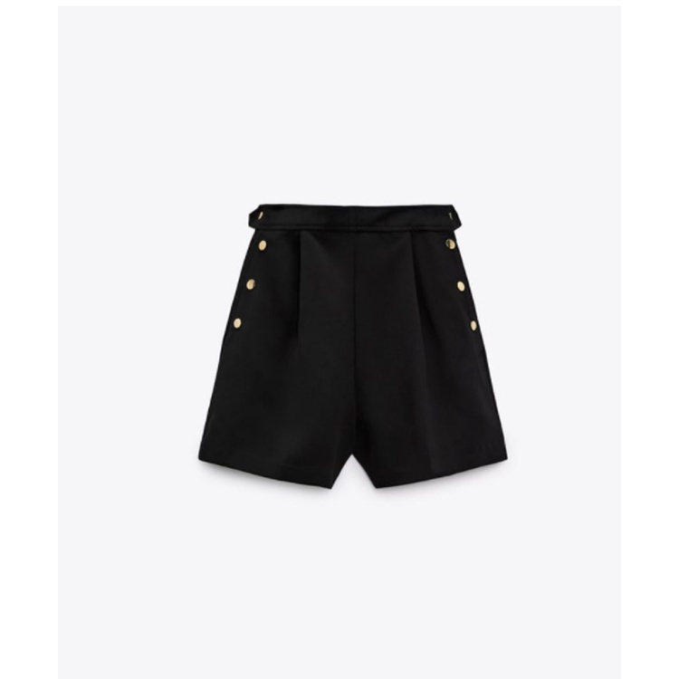 Quần Short Lưng Cao Xếp Ly Phối Hàng Nút Trước Thời Trang Zara Cá Tính Cho Nữ 8073176