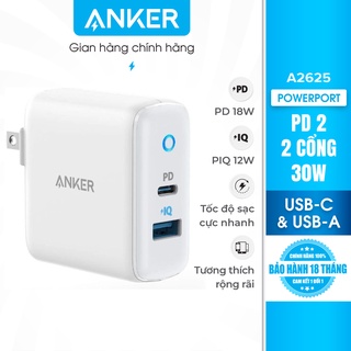 Sạc anker powerport pd 2, 2 cổng, công suất 30w - a2625