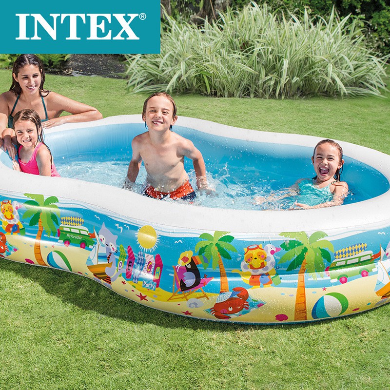 INTEX 56490 262*160*46(cm) Bể bơi phao bãi biển hình số 8 cho trẻ em, phụ kiện đồ bơi
