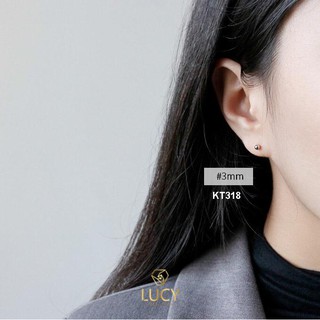 KT318 Khuyên tai bi tròn bạc ý xi vàng trắng