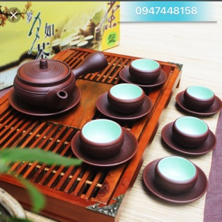 Bộ ấm trà tử sa quai ngang