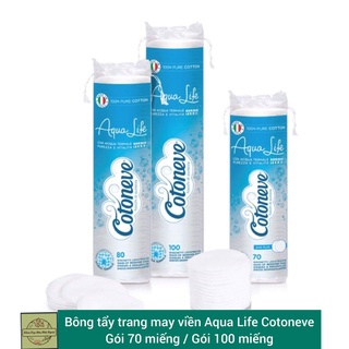 Bông tẩy trang may viền dập nổi aqua life - cotoneve - 70/100 miếng