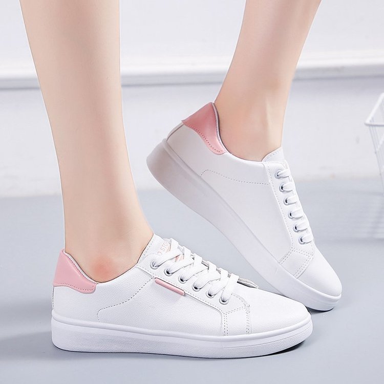 Giày Sneaker Màu Trơn Cột Dây Thoải Mái Cho Nữ