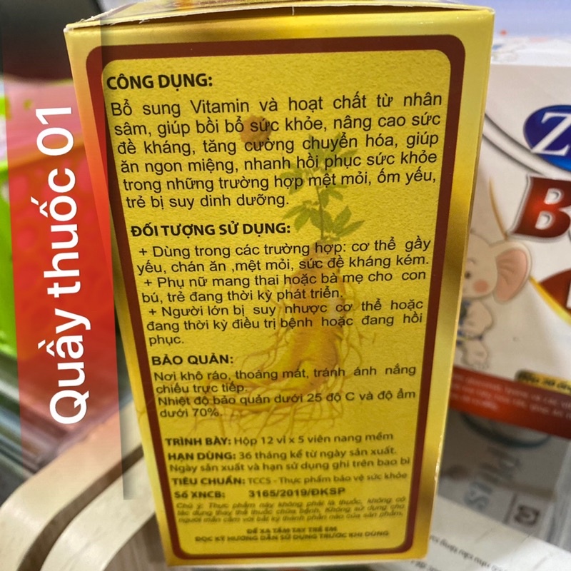 Bổ sung vitamin - nhân sâm giảm mệt mỏi - suy nhược cơ thể Homtamin Ginseng Viphar Hộp 60 viên