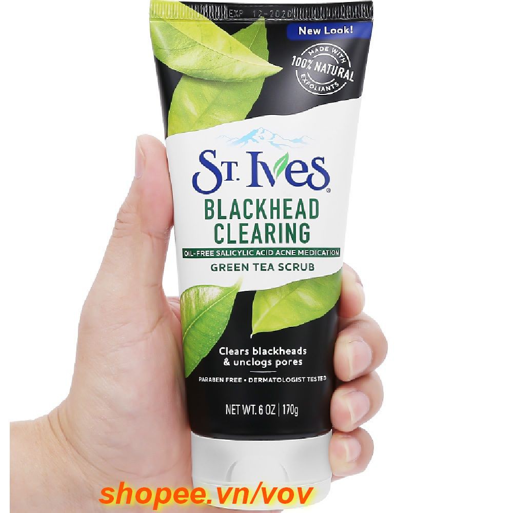 Sữa Rửa Mặt 170g St.Ives Hương Trà Xanh Blackhead Clearing, vov Chuyên Hàng Hiệu Chính Hãng.