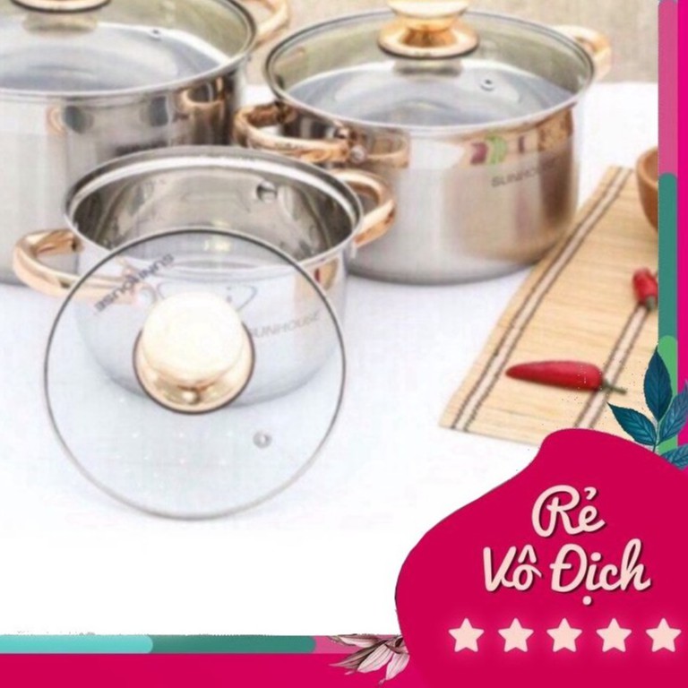 Bộ nồi Bếp Từ inox 5 đáy cao cấp sunhouse shd781