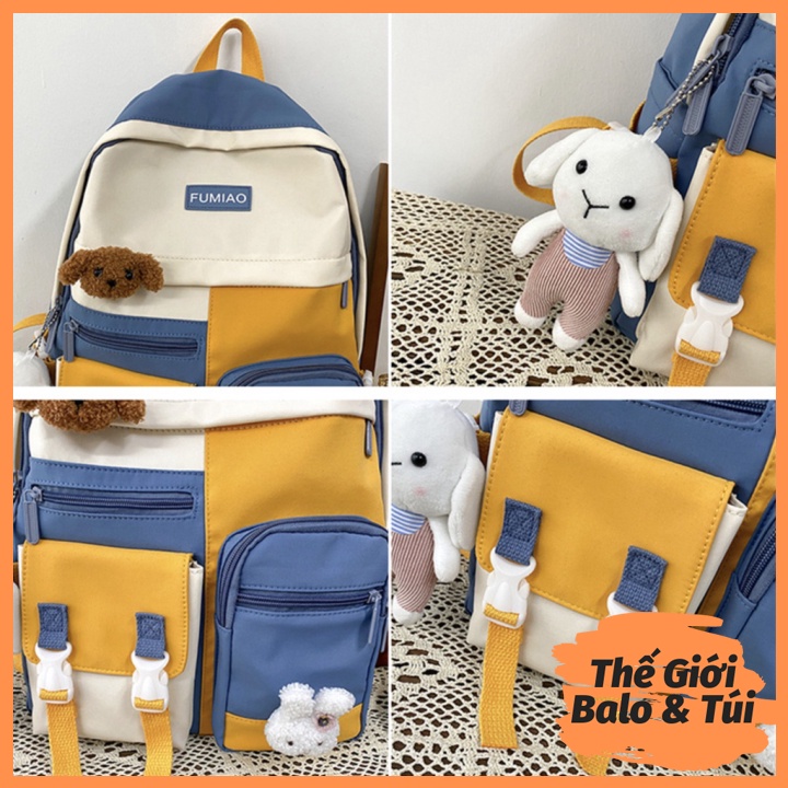 Balo cặp ulzzang basic nữ thời trang đi học đi chơi du lịch giá rẻ đựng vừa laptop canvas PHỐI MÀU | thegioibalo