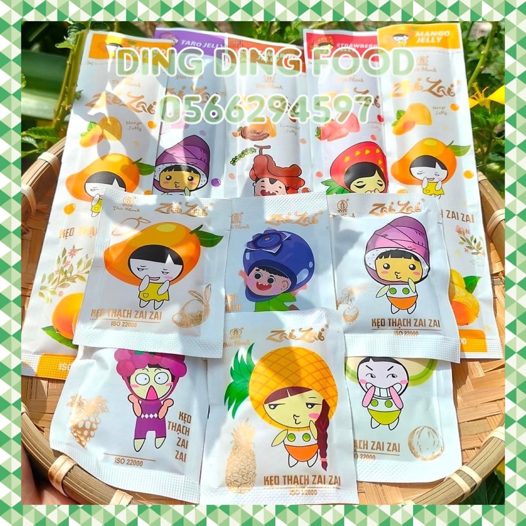 Mới - Thạch Zai Zai Đức Hạnh , Kẹo Thạch Trái Cây Mix Vị Siêu Ngon, Rau Câu Nhỏ Dài, Ăn Vặt, DING DING FOOD
