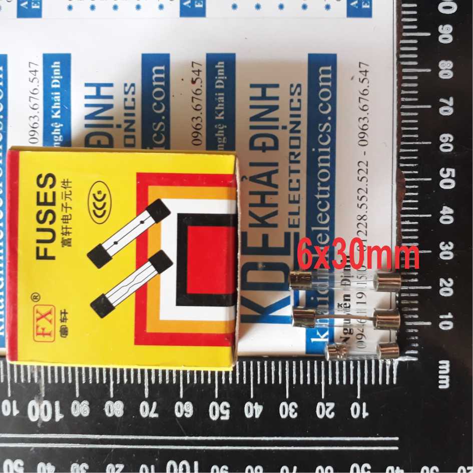 20 cái CẦU CHÌ TRÒN, cầu chì thủy tinh 6x30MM 250V 0.5 ~ 30A kde1996