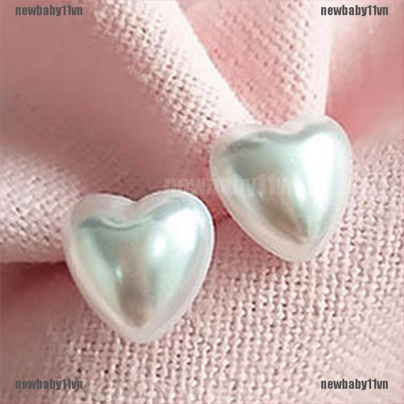 Đôi bông tai đính ngọc trai giả hình trái tim thời trang cho nữ