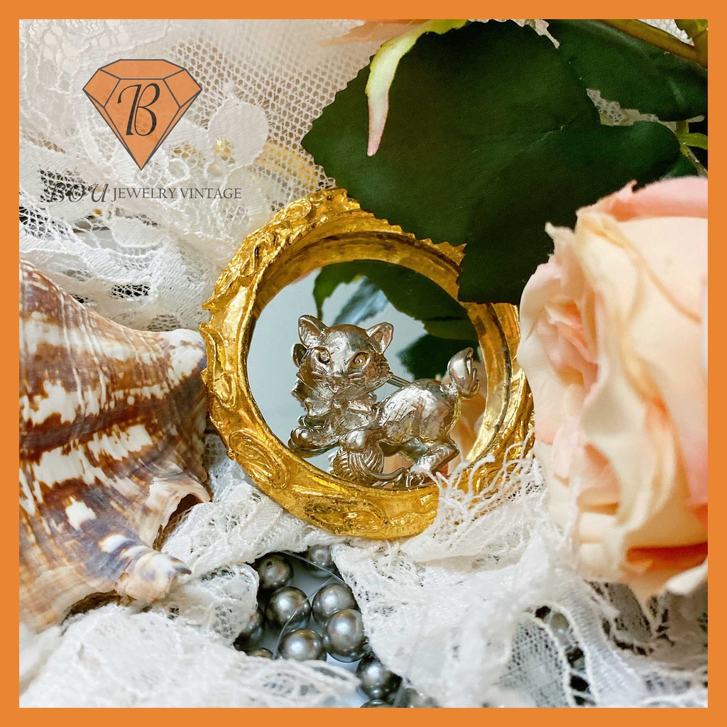 CÀI ÁO HÌNH BÉ MÈO SECONDHAND TRANG SỨC SI NHẬT BẢN BOU JEWELRY VINTAGE MÃ CA214