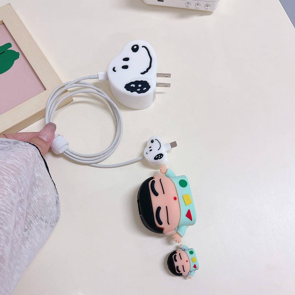 Vỏ Bảo Vệ Hộp Sạc Tai Nghe Airpod Bằng Silicon Hình Hoạt Hình Snoopy Lotso Bear Crayon 18W/20W
