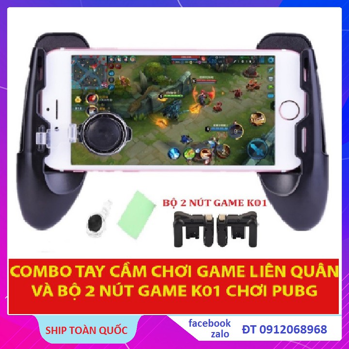 Combo Tay Cầm Chơi Game Liên Quân PUBG ROS Và Bộ 2 Nút Bấm Hỗ Trợ Chơi PUBG K01