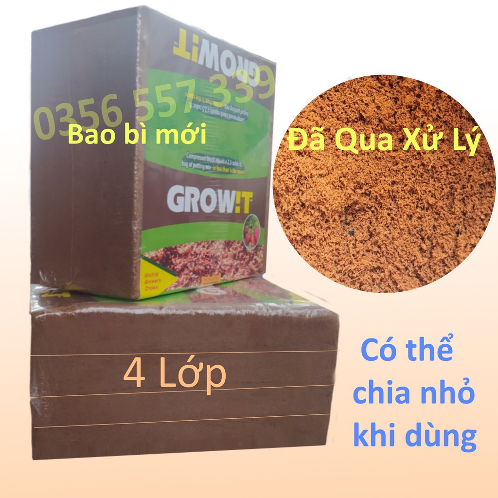 Mụn xơ dừa GROW IT 4 lớp - Hàng xuất khẩu Châu âu, Mỹ, Canada - Giá thể trồng cây đã qua xử lý