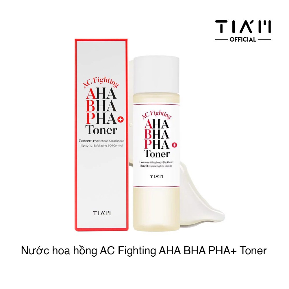 Nước hoa hồng làm sạch mụn loại bỏ da chết dầu thừa tiam ac fighting aha bha pha toner 180ml