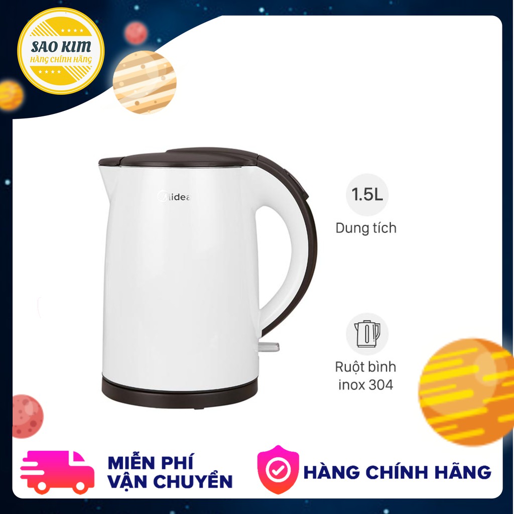 Bình siêu tốc Midea 1.5 lít MK-15D - Công suất 1800W - Bảo hành 1 năm