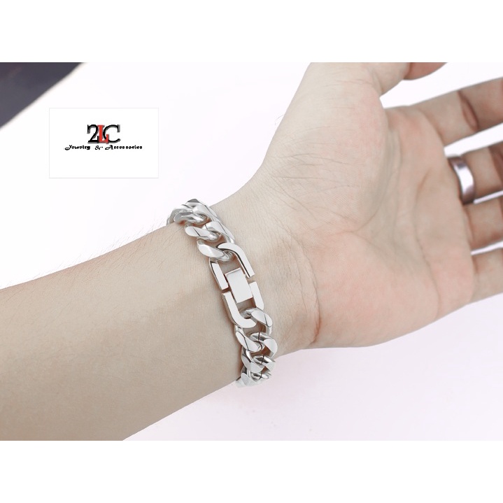 Lắc tay nam inox kiểu lặc kép xéo cá tính thép không gỉ 13mm- QuynhChi Store