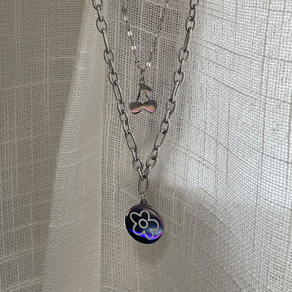 Vòng cổ Hai Lớp Phối Mặt Hình Quả Cherry Nhiều Màu Thời Trang Cổ Điển Cho Nữ