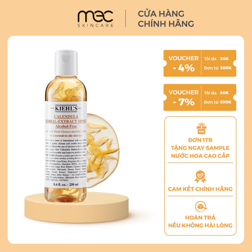 Nước hoa hồng Hoa Cúc Kiehl's Calendula Herbal Extract Toner Dành cho Da Nhạy Cảm - Mecskincare