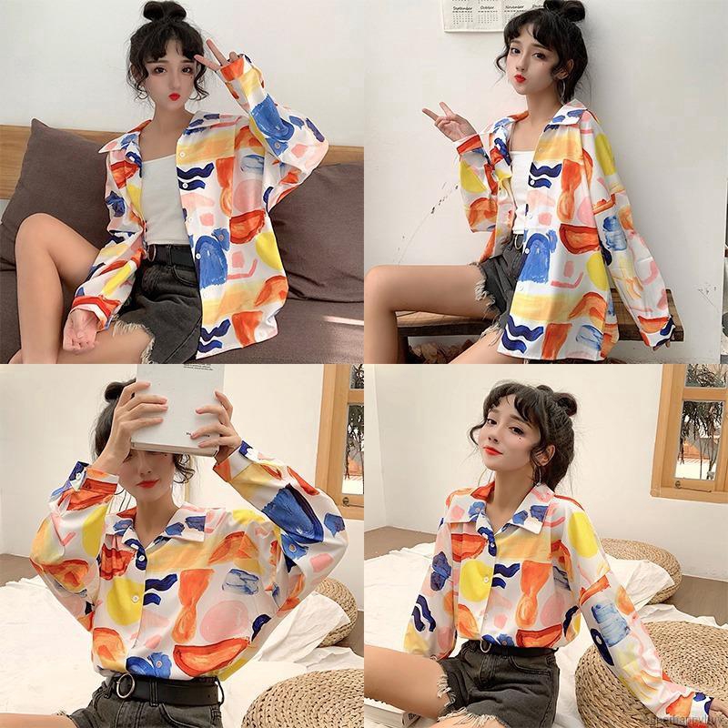 Áo sơ mi nữ tay dài kiểu dáng Hawaii phong cách hồng kông | BigBuy360 - bigbuy360.vn