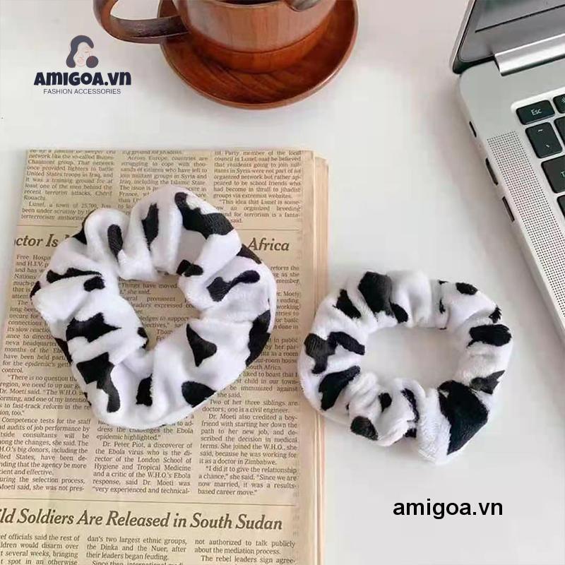 ✨✨Dây Buộc Tóc Vải Kiểu  Họa Tiết Bò Sữa Dễ Thương