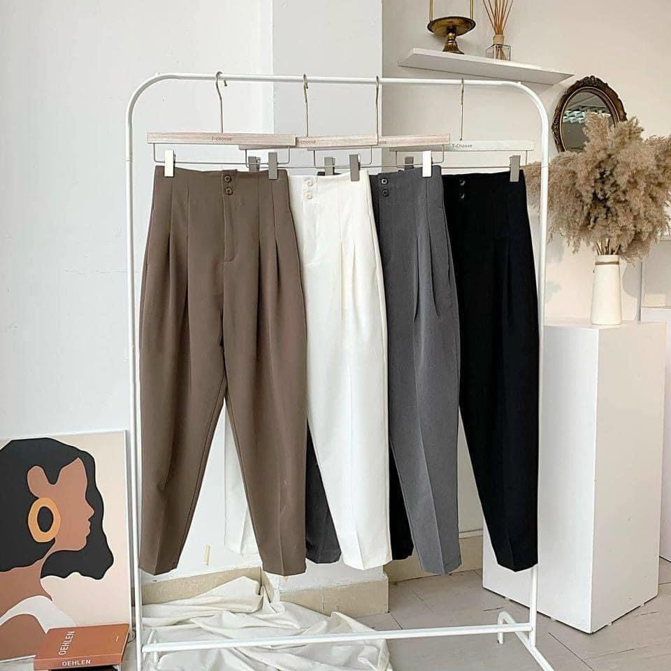 [Mã WASTMAY giảm 15% tối đa 30K đơn 150K] Quần Baggy Cạp Liền Hai Cúc Siêu Cao Dáng Đẹp