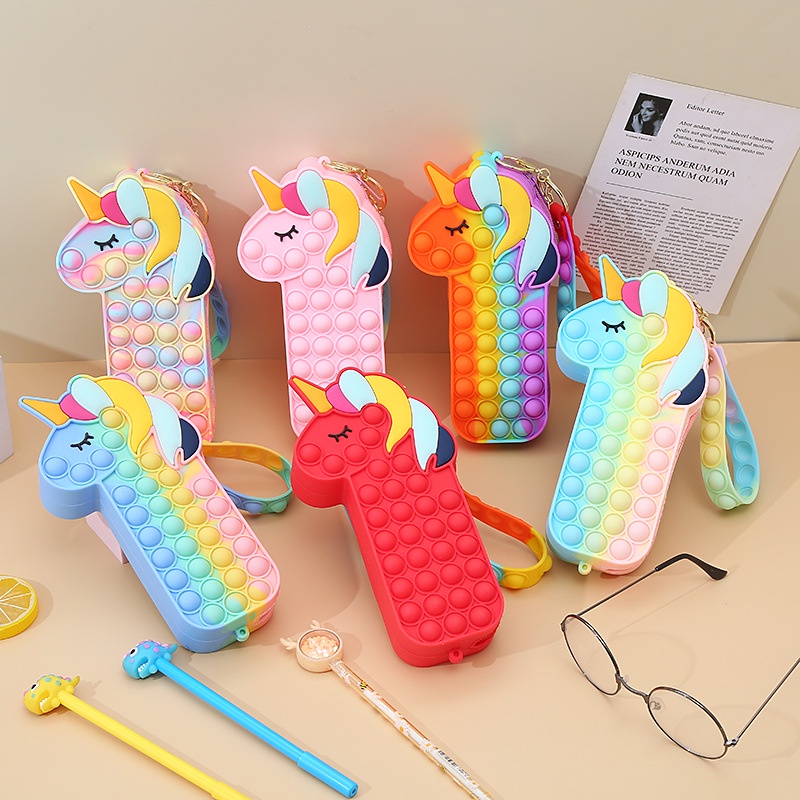 Pop It Pencil Case Silicone Pop It Fidget Toy Pencil Bag for Kid Stationery Organizer School Season Gifts Hộp đựng bút chì Túi đựng bút chì đồ chơi bằng silicon