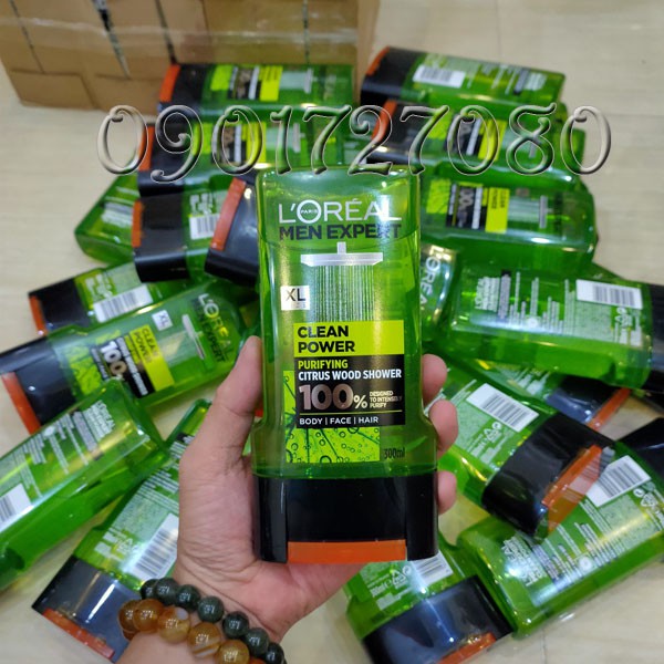 Sữa tắm , gội Loreal Clean Power - Pháp