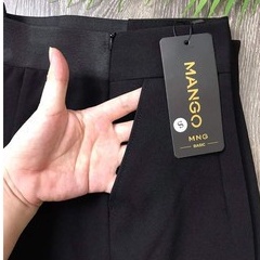 Quần tây baggy nữ lưng thun sau co giãn khóa kéo hông sườn chất vải mềm màu đen- Quần vải nữ cạp chun công sở mặc đi học