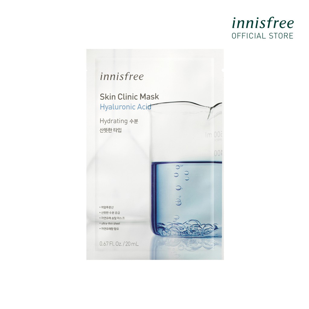 [Mã COSIF05 giảm 10% đơn 400K] Mặt nạ Hyaluronic Acid innisfree Skin Clinic Mask - Hyaluronic Acid 20ml (1 miếng)