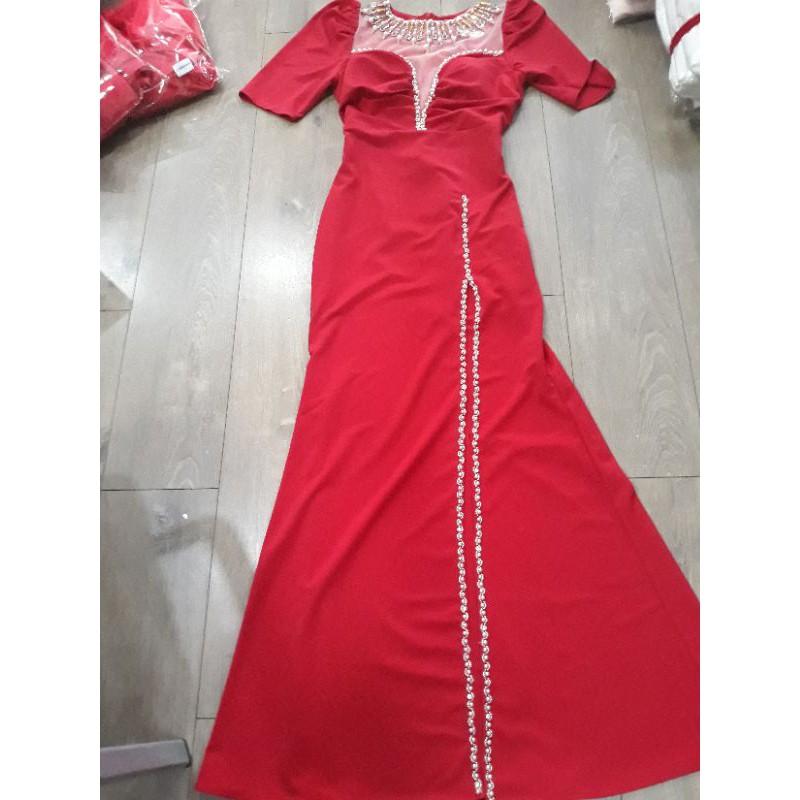 Đầm dạ hội kết hạt sang trọng  tặng hoa tai thời trang TẶNG KÈM HOA TAI THỜI TRANG