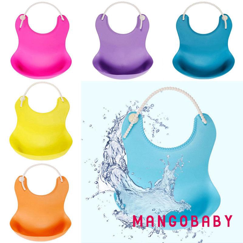 Yếm Ăn Bằng Silicone Chống Thấm Nước Có Túi Tiện Dụng Cho Bé